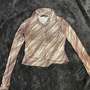 Sheer brown long sleeve shirt